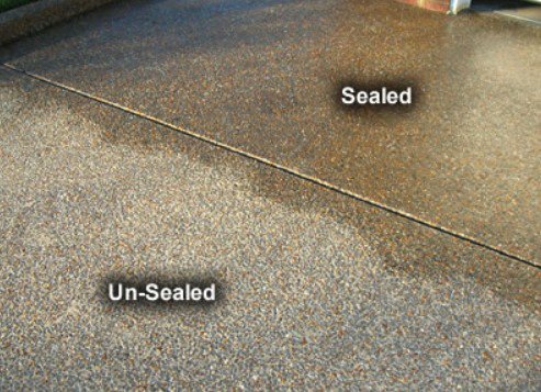 Before and after concrete sealer example