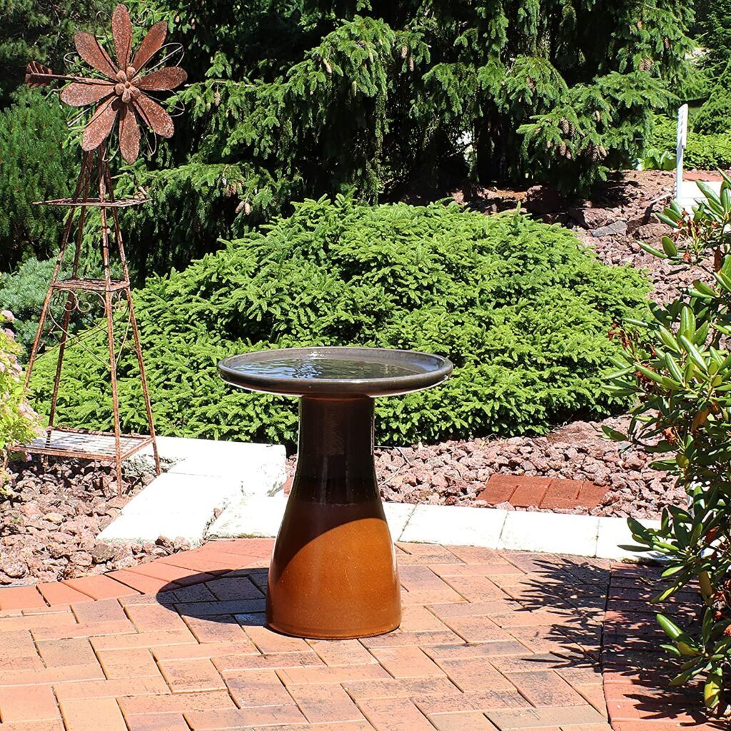 Sunnydaze Outdoor Ceramic Bird Bath - High-Fired, Hand-Painted, UV- and Frost-Resistant Finish - Patio, Lawn, and Garden Decorative Bird Bath - Dusty Rose